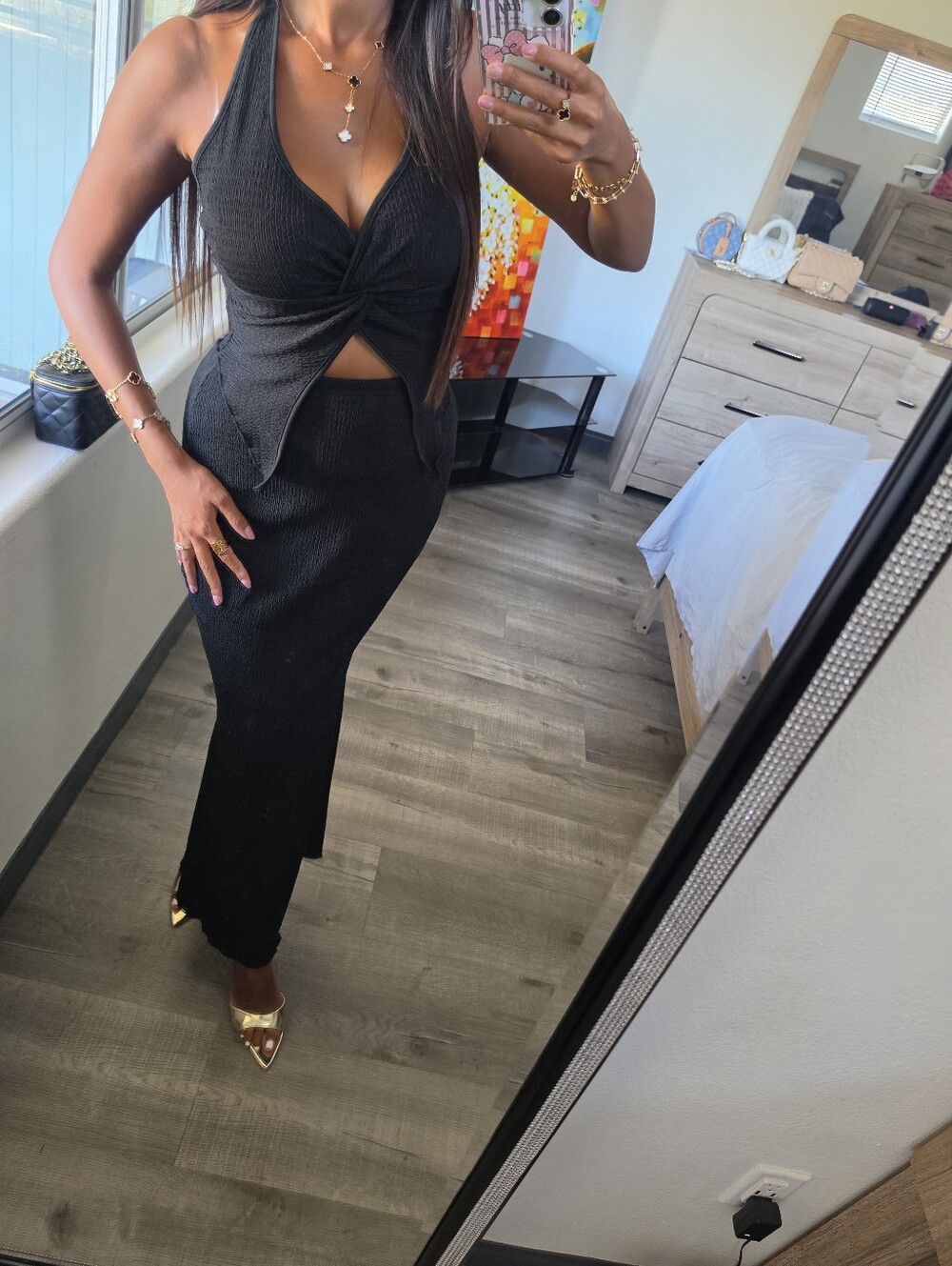 Chic Black Halter Cutout Maxi Dress - Picture 14 of 16